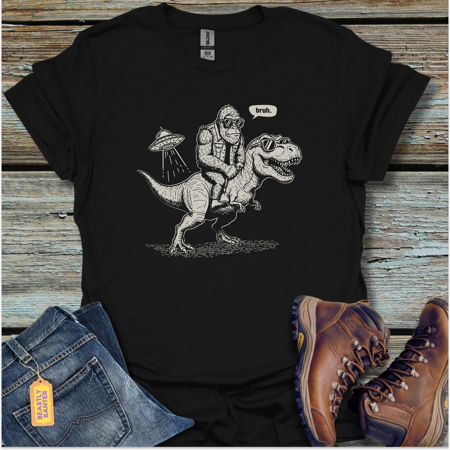 Bigfoot UFO Bruh T-Shirt - Beastly Banter