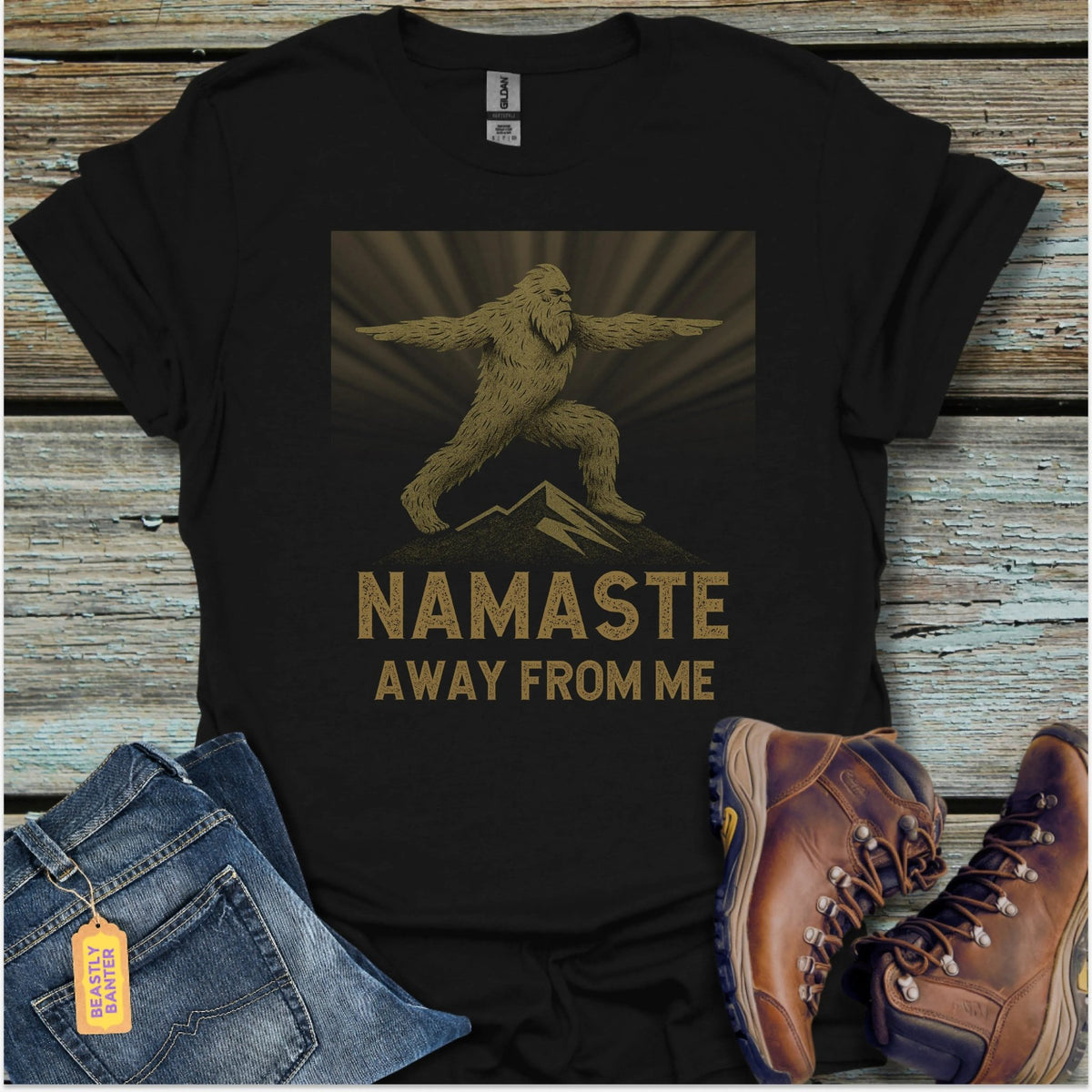 Namaste Away Bigfoot T-Shirt - Beastly Banter