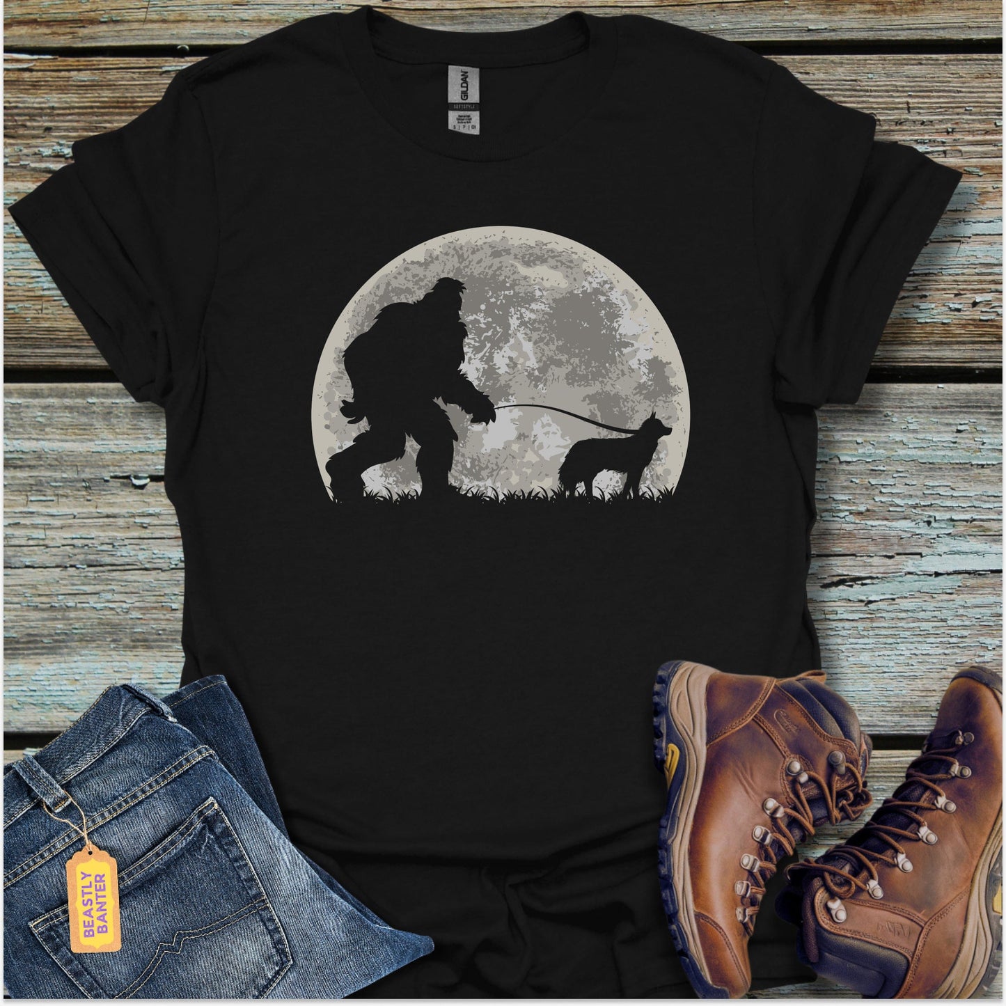 Bigfoot Dog Walker T-Shirt - Beastly Banter