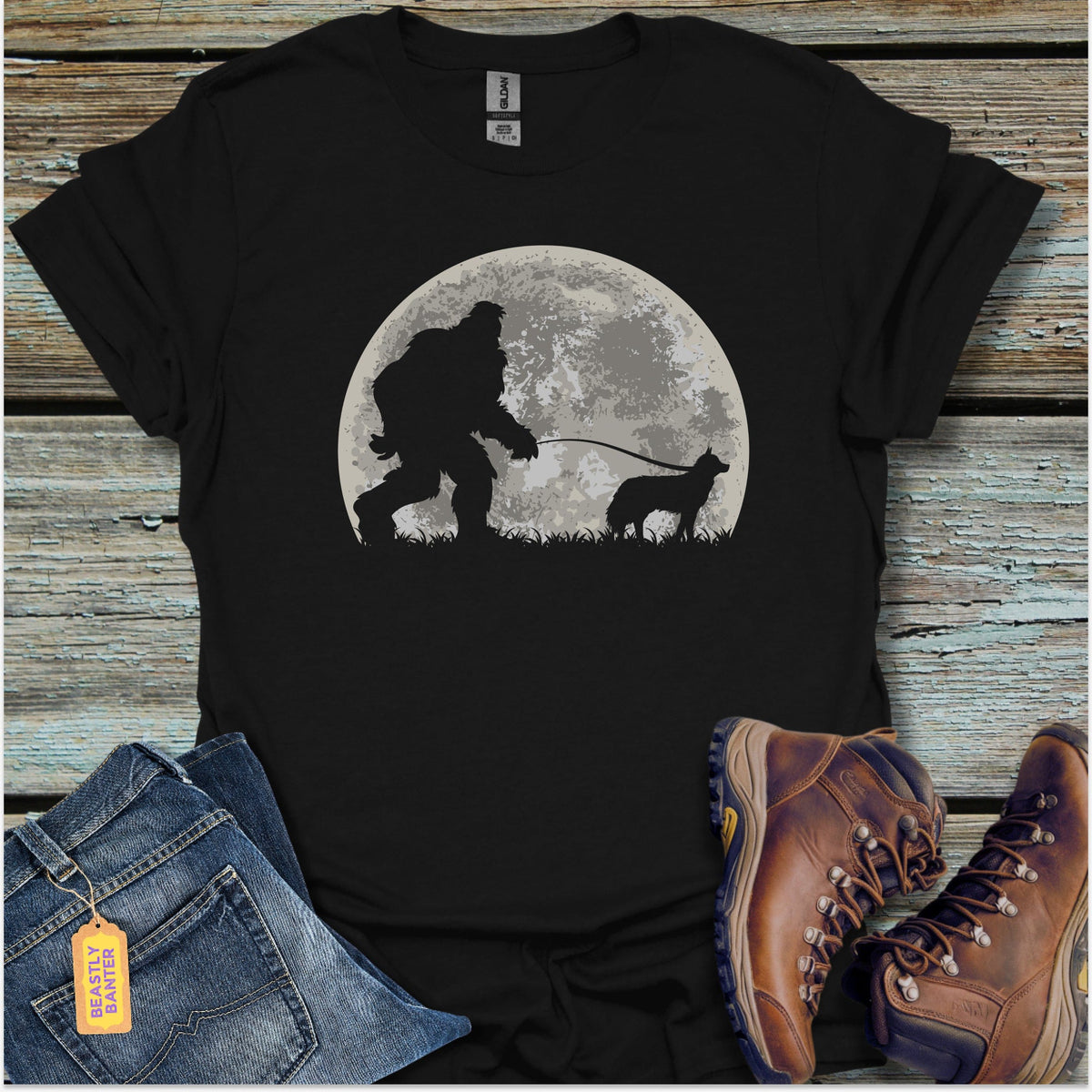 Bigfoot Dog Walker T-Shirt - Beastly Banter