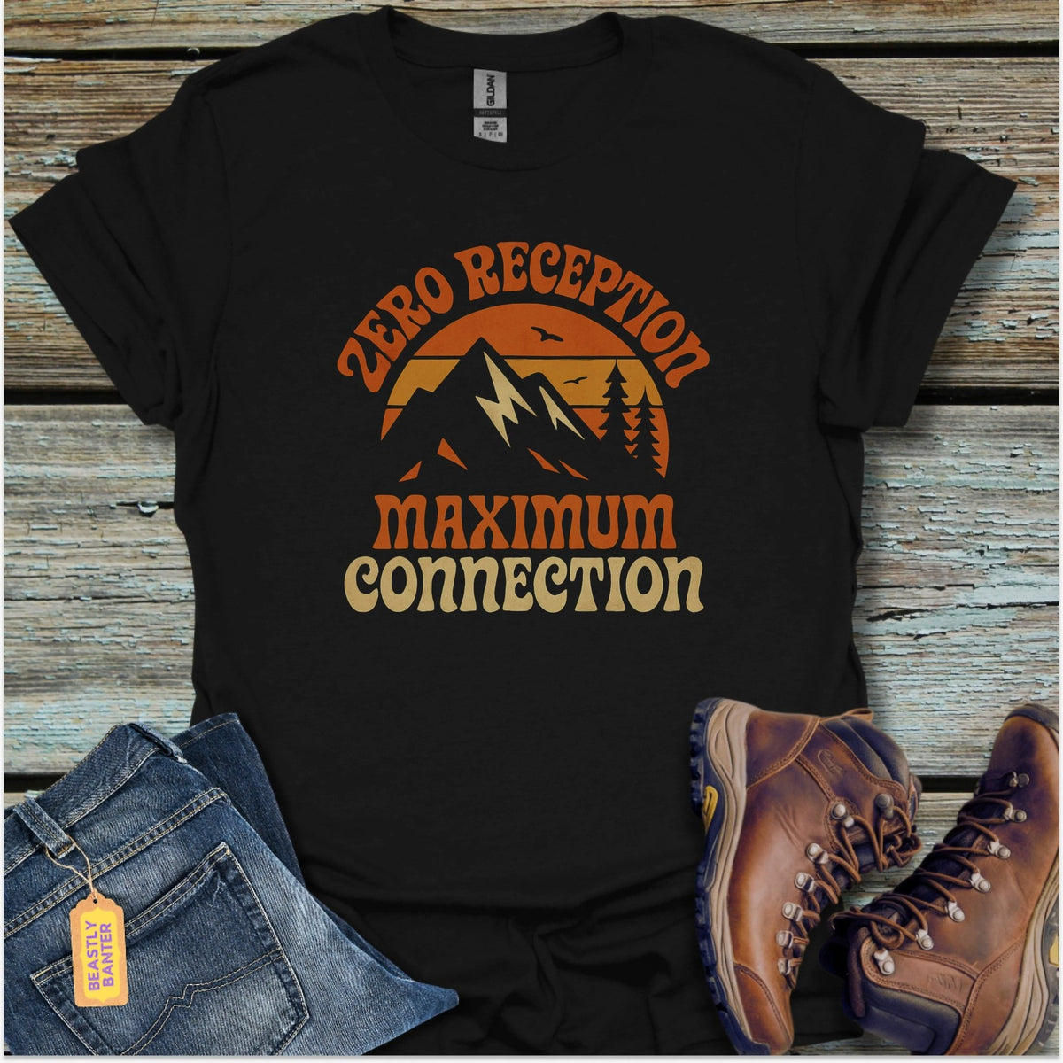 Zero Reception Max Connection Hiking T-Shirt - Beastly Banter