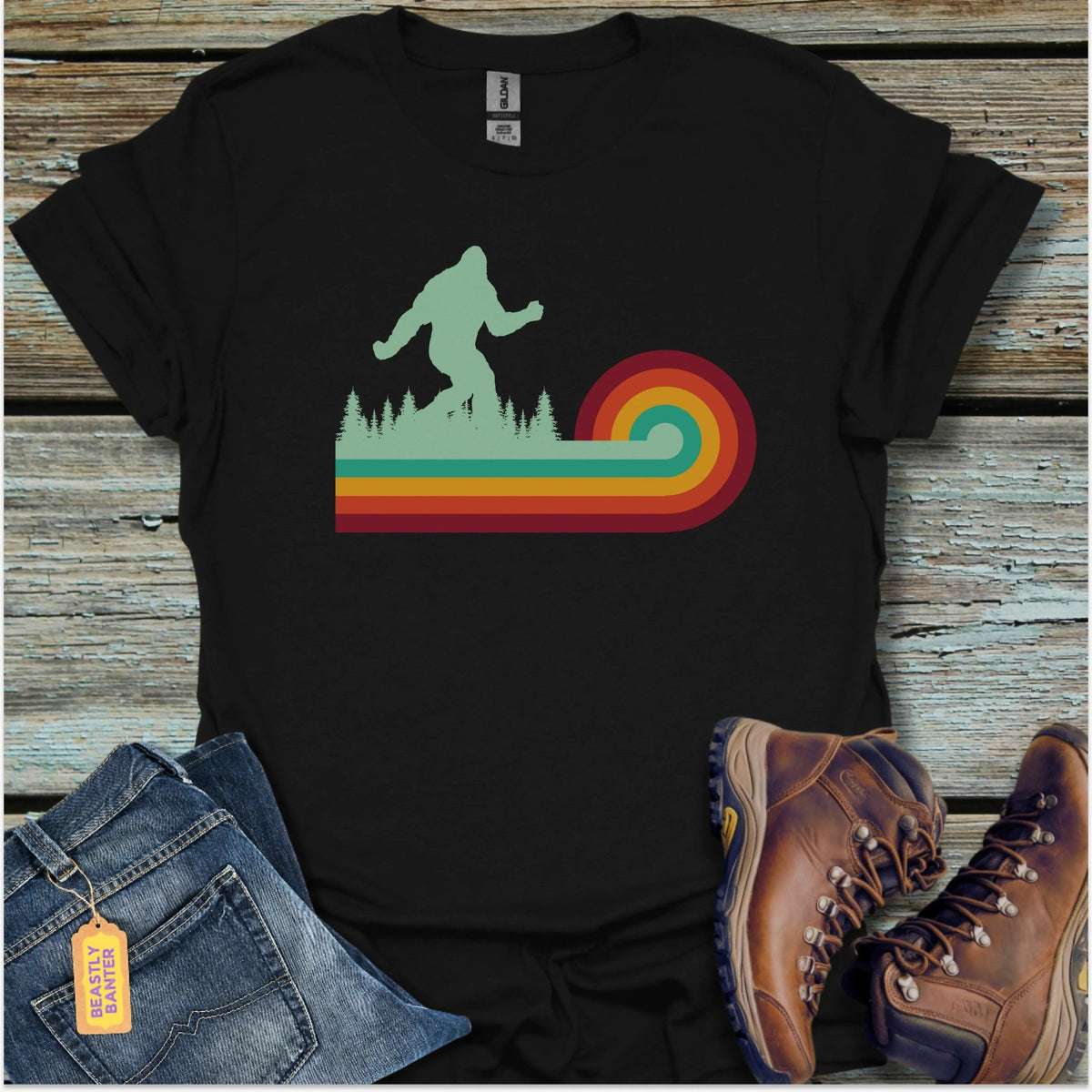 Bigfoot Retro Stripe T-Shirt - Beastly Banter