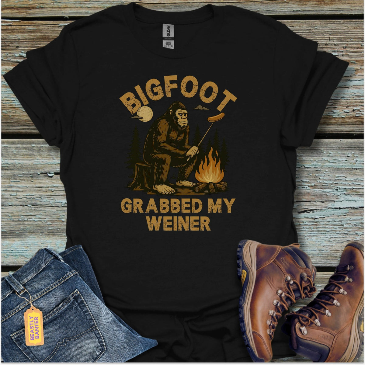 Bigfoot Grabbed My Weiner T-Shirt - Beastly Banter