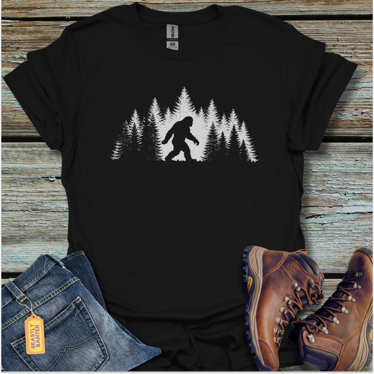 Bigfoot Winter Night T-Shirt - Beastly Banter