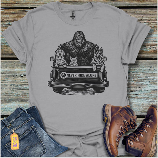 Never Hike Alone Bigfoot T-Shirt