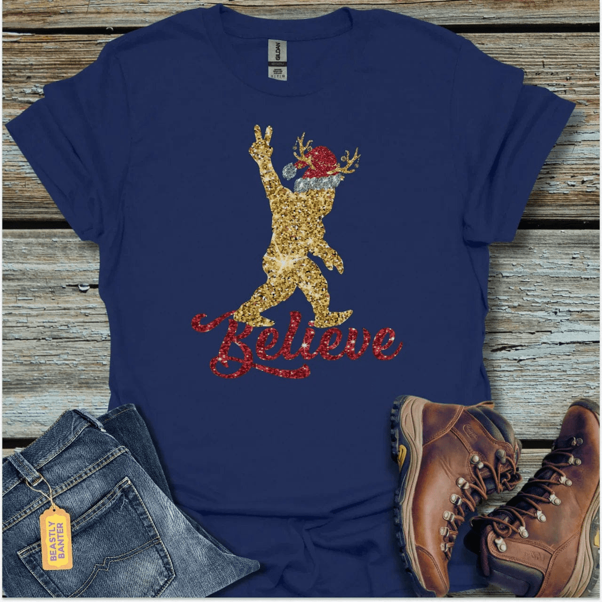 Bigfoot Christmas Sparkle T-Shirt - Beastly Banter