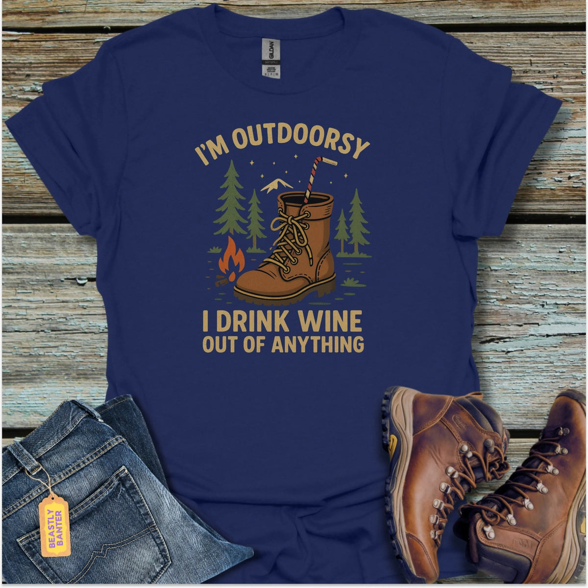 I’m Outdoorsy Wine T-Shirt - Beastly Banter