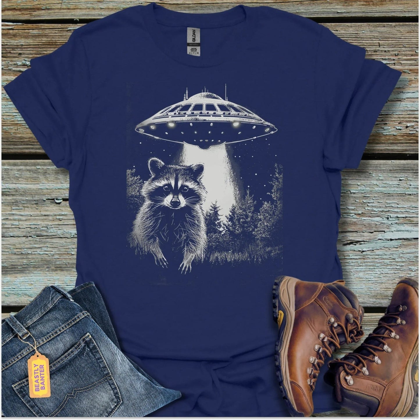 Beam Me Up Raccoon T-Shirt - Beastly Banter
