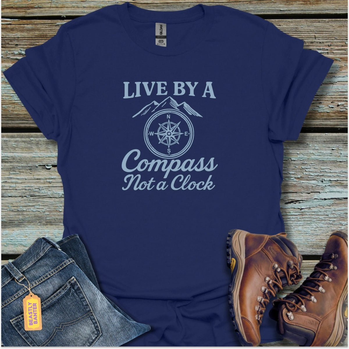 Live By A Compass Hiking T-Shirt - Beastly Banter