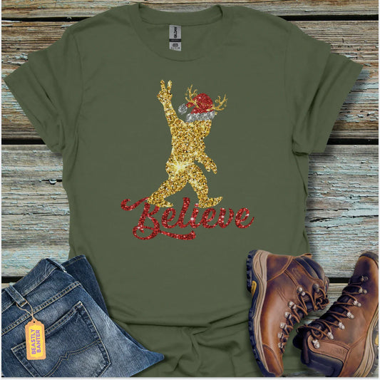 Bigfoot Christmas Believe T-Shirt