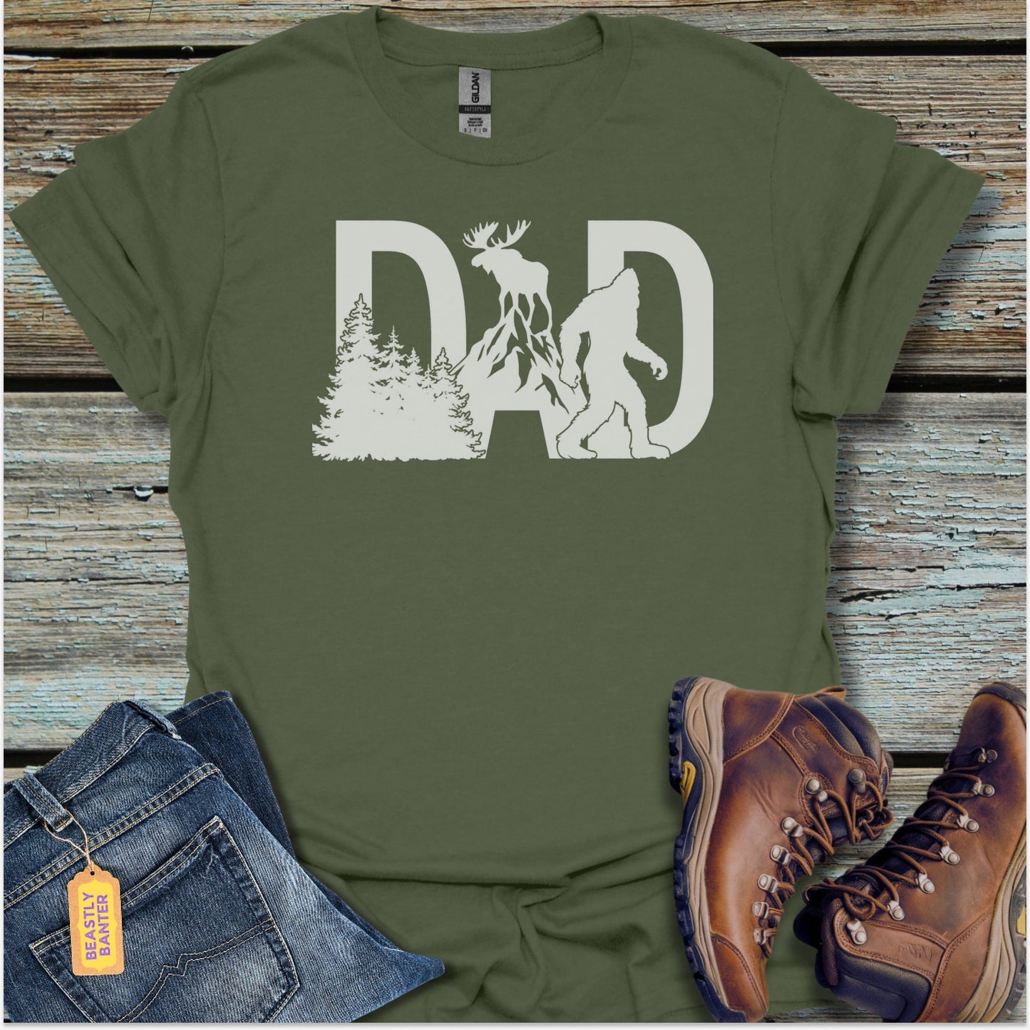Bigfoot Moose Wild Dad T-Shirt - Beastly Banter