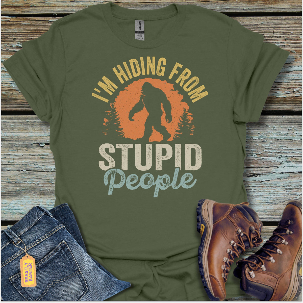 Stupid People Bigfoot T-Shirt - Beastly Banter