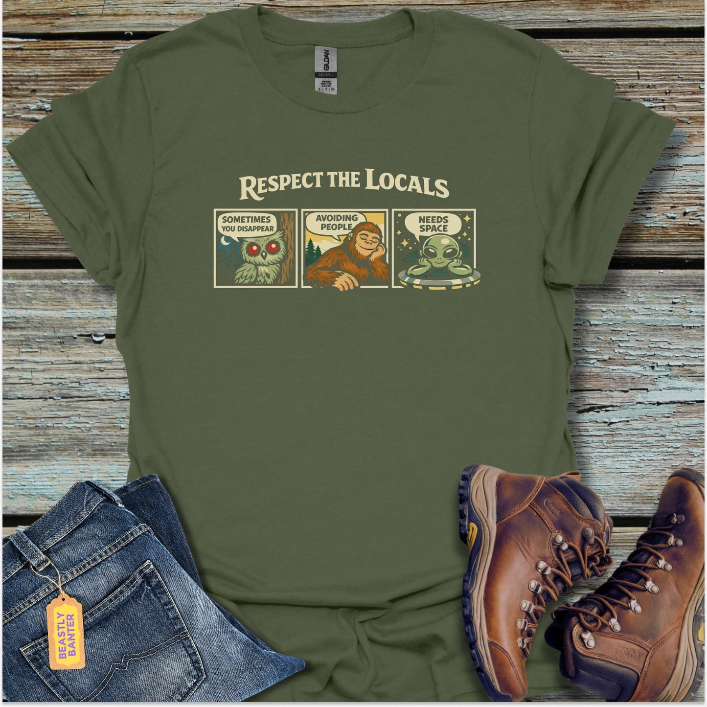 Bigfoot Respect Locals T-Shirt - Beastly Banter