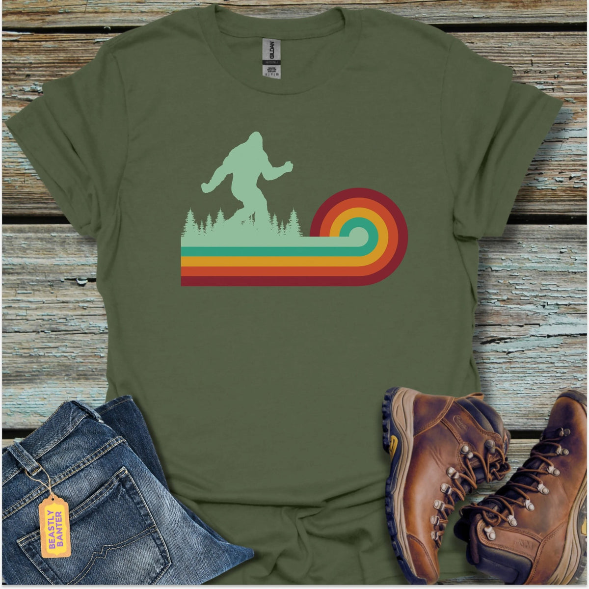 Bigfoot Retro Stripe T-Shirt - Beastly Banter
