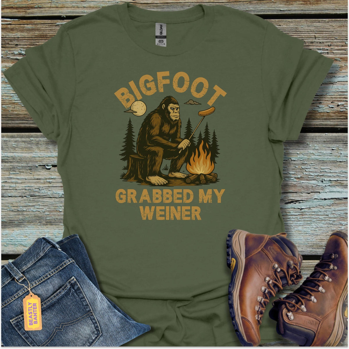 Bigfoot Grabbed My Weiner T-Shirt - Beastly Banter
