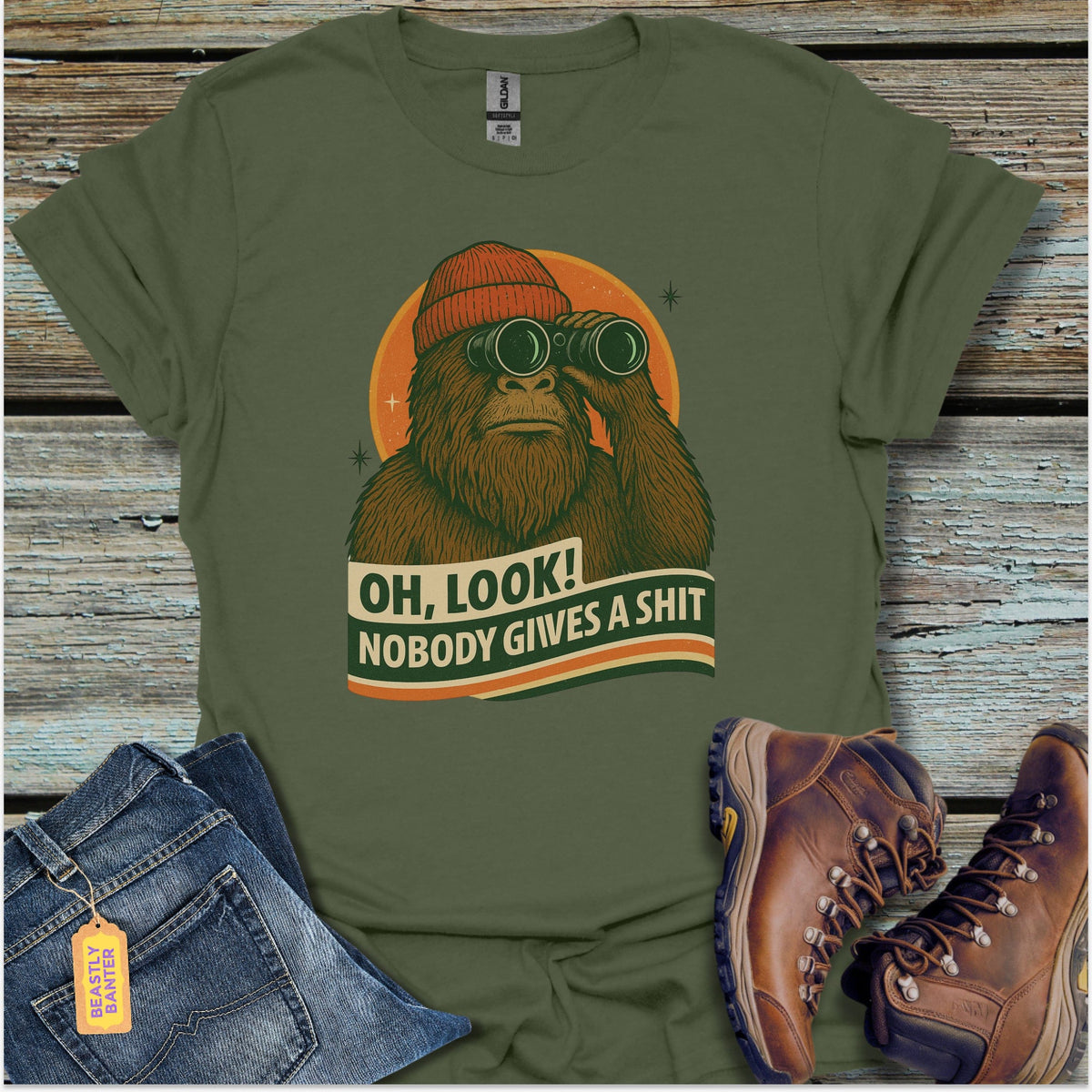 Nobody Cares Bigfoot T-Shirt - Beastly Banter