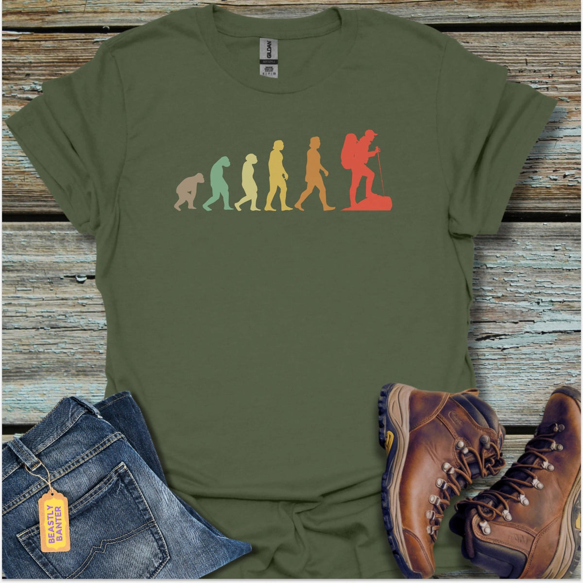 Evolution Of A Hiker T-Shirt - Beastly Banter