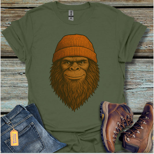 Smiling Bigfoot Beanie T-Shirt