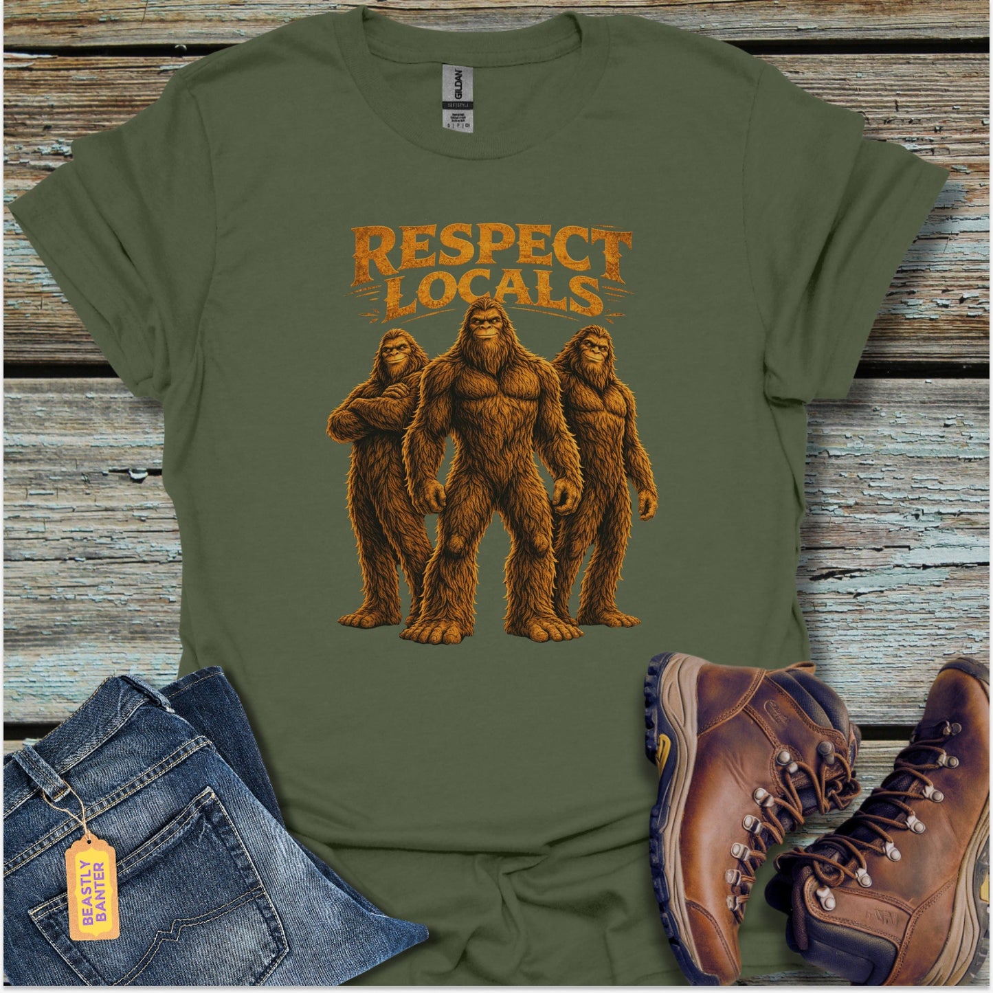 Respect Locals Bigfoot Crew T-Shirt - Beastly Banter