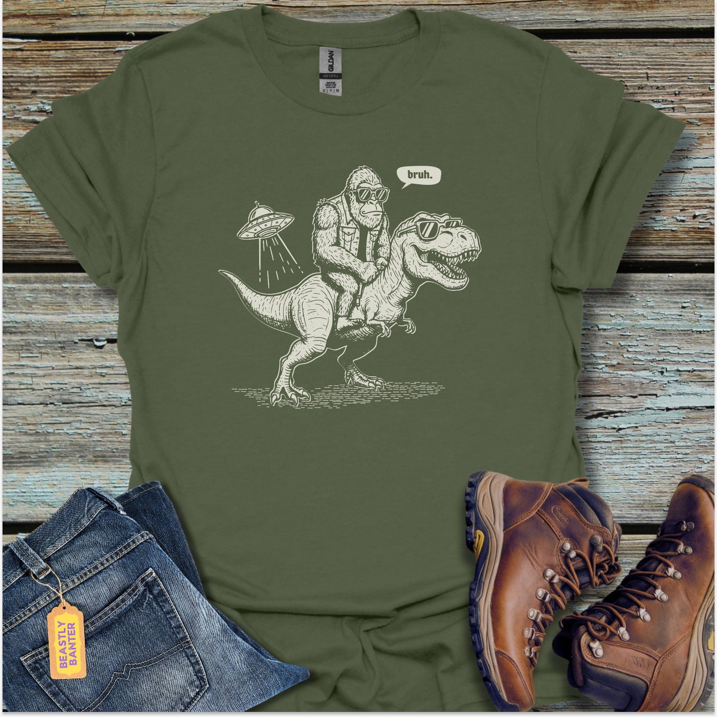Bigfoot UFO Bruh T-Shirt - Beastly Banter