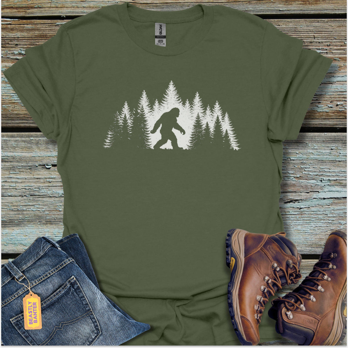 Bigfoot Winter Night T-Shirt - Beastly Banter