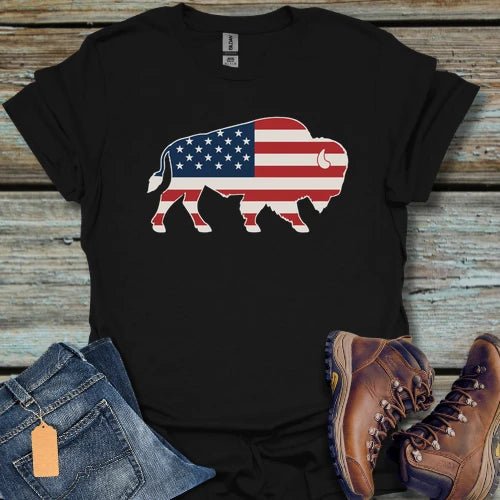 American Flag Buffalo T‑Shirt - Beastly Banter