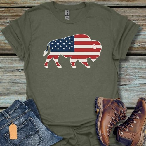American Flag Buffalo T‑Shirt - Beastly Banter