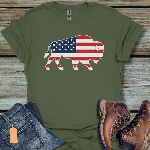 American Flag Buffalo T‑Shirt - Beastly Banter