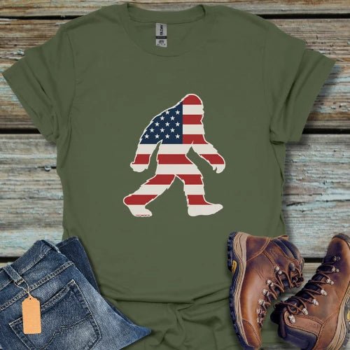 Bigfoot American Flag T-Shirt - Beastly Banter