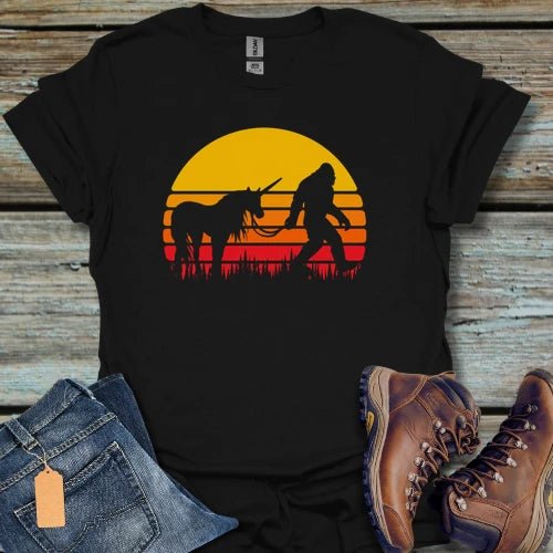 Bigfoot Unicorn Sunset T-Shirt - Beastly Banter