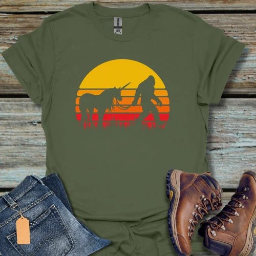 Bigfoot Unicorn Sunset T-Shirt - Beastly Banter