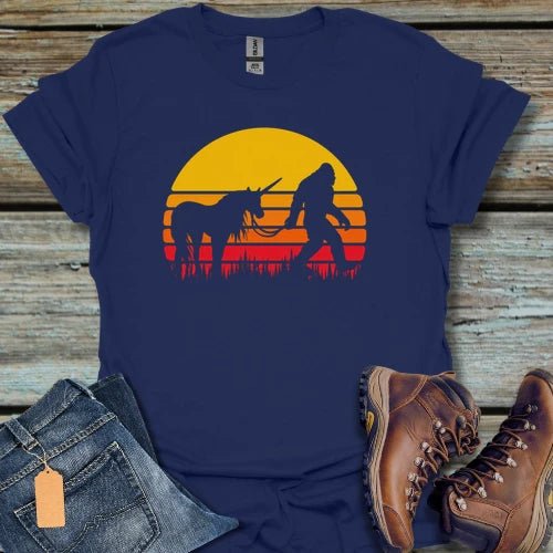 Bigfoot Unicorn Sunset T-Shirt - Beastly Banter