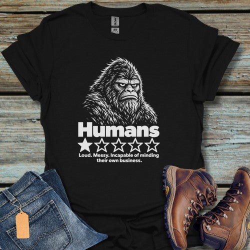 Humans And Bigfoot T-Shirt - Beastly Banter