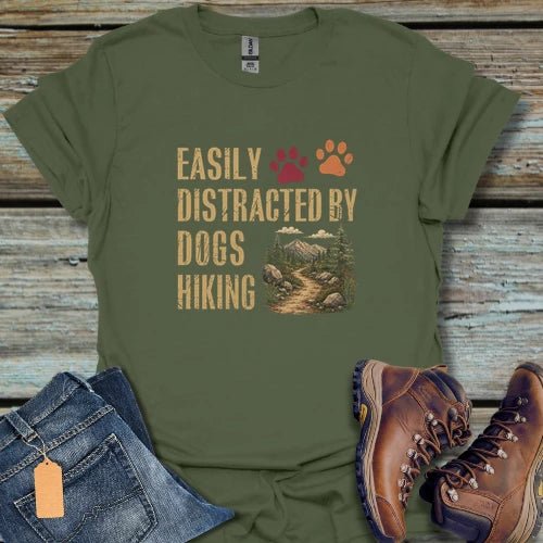 Distracted By Dogs Hiking T‑Shirt - Beastly Banter