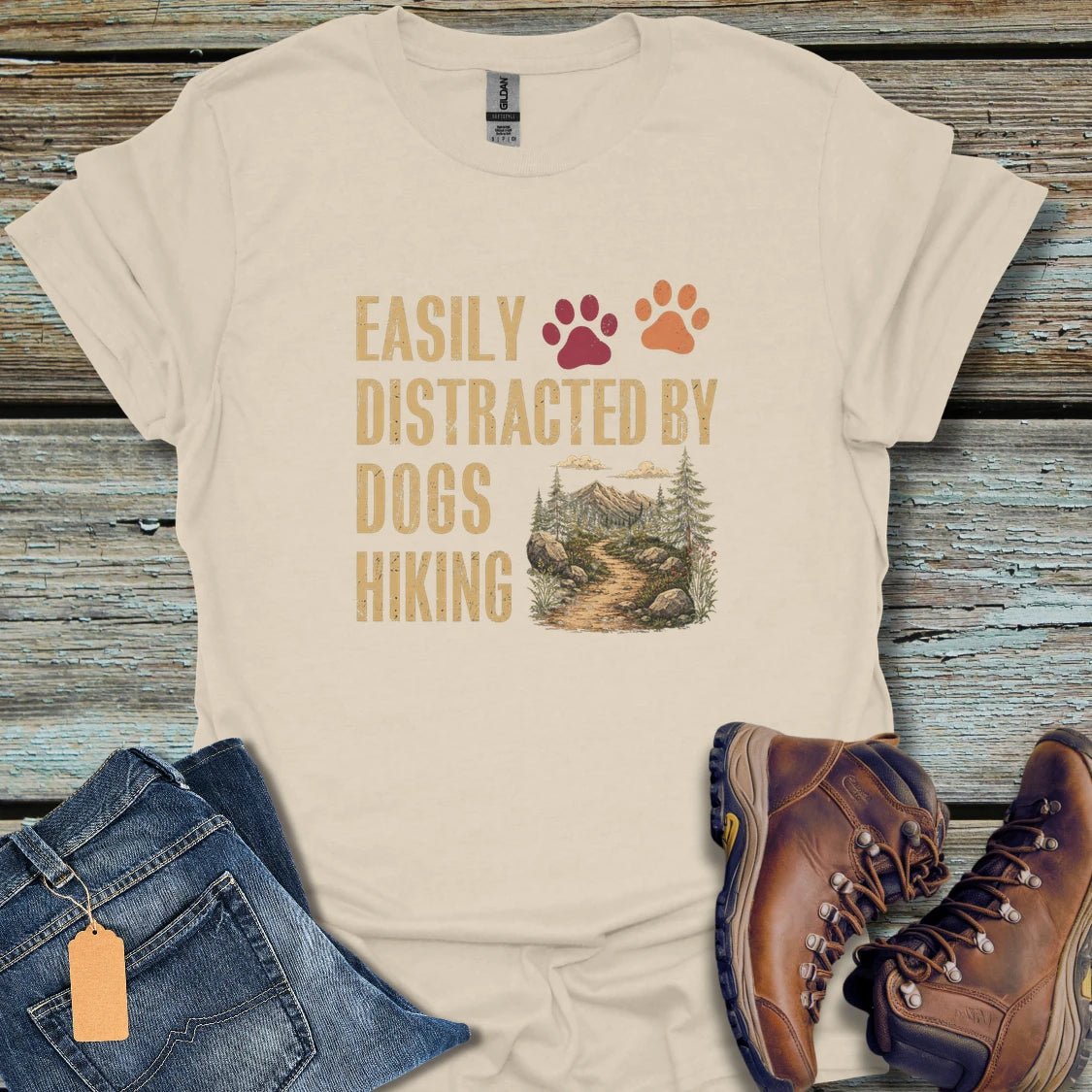 Distracted By Dogs Hiking T‑Shirt - Beastly Banter