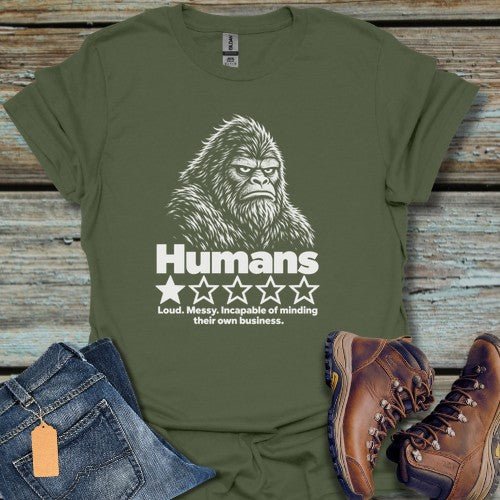 Humans And Bigfoot T-Shirt - Beastly Banter