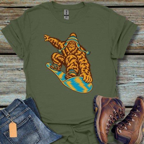 Snow Boarding Bigfoot T-Shirt - Beastly Banter