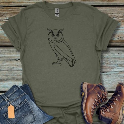 Owl Line Art T-Shirt — Minimalist Wildlife Graphic Tee - Beastly Banter