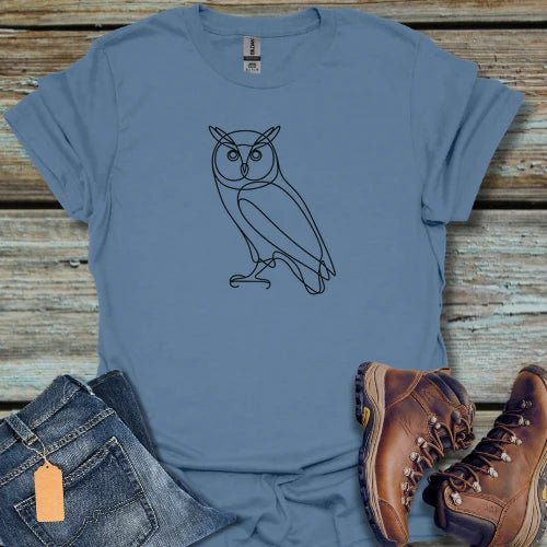 Owl Line Art T-Shirt — Minimalist Wildlife Graphic Tee - Beastly Banter