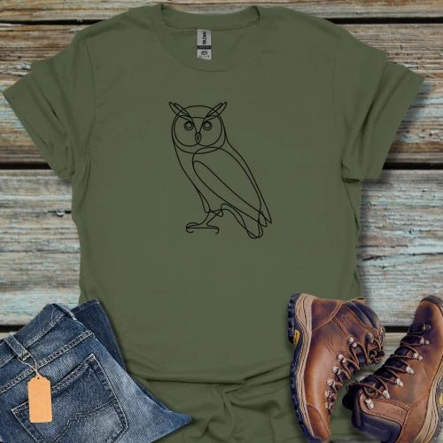 Owl Line Art T-Shirt — Minimalist Wildlife Graphic Tee - Beastly Banter
