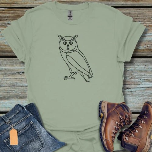 Owl Line Art T-Shirt — Minimalist Wildlife Graphic Tee - Beastly Banter