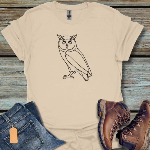 Owl Line Art T-Shirt — Minimalist Wildlife Graphic Tee - Beastly Banter