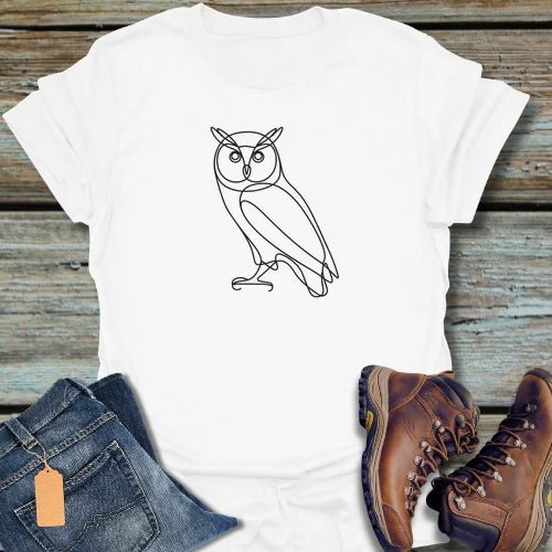 Owl Line Art T-Shirt — Minimalist Wildlife Graphic Tee - Beastly Banter