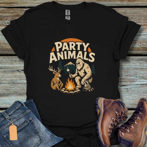 Party Animals Camping T‑Shirt - Beastly Banter