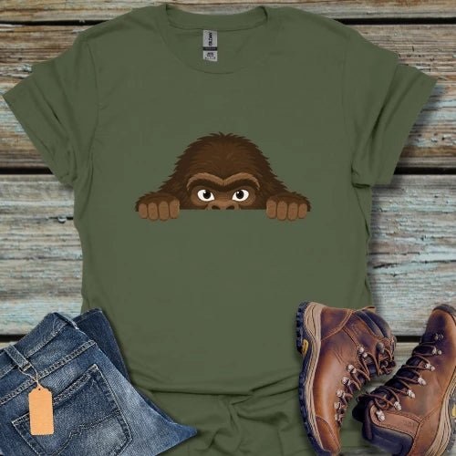 Peeking Bigfoot T-Shirt - Beastly Banter