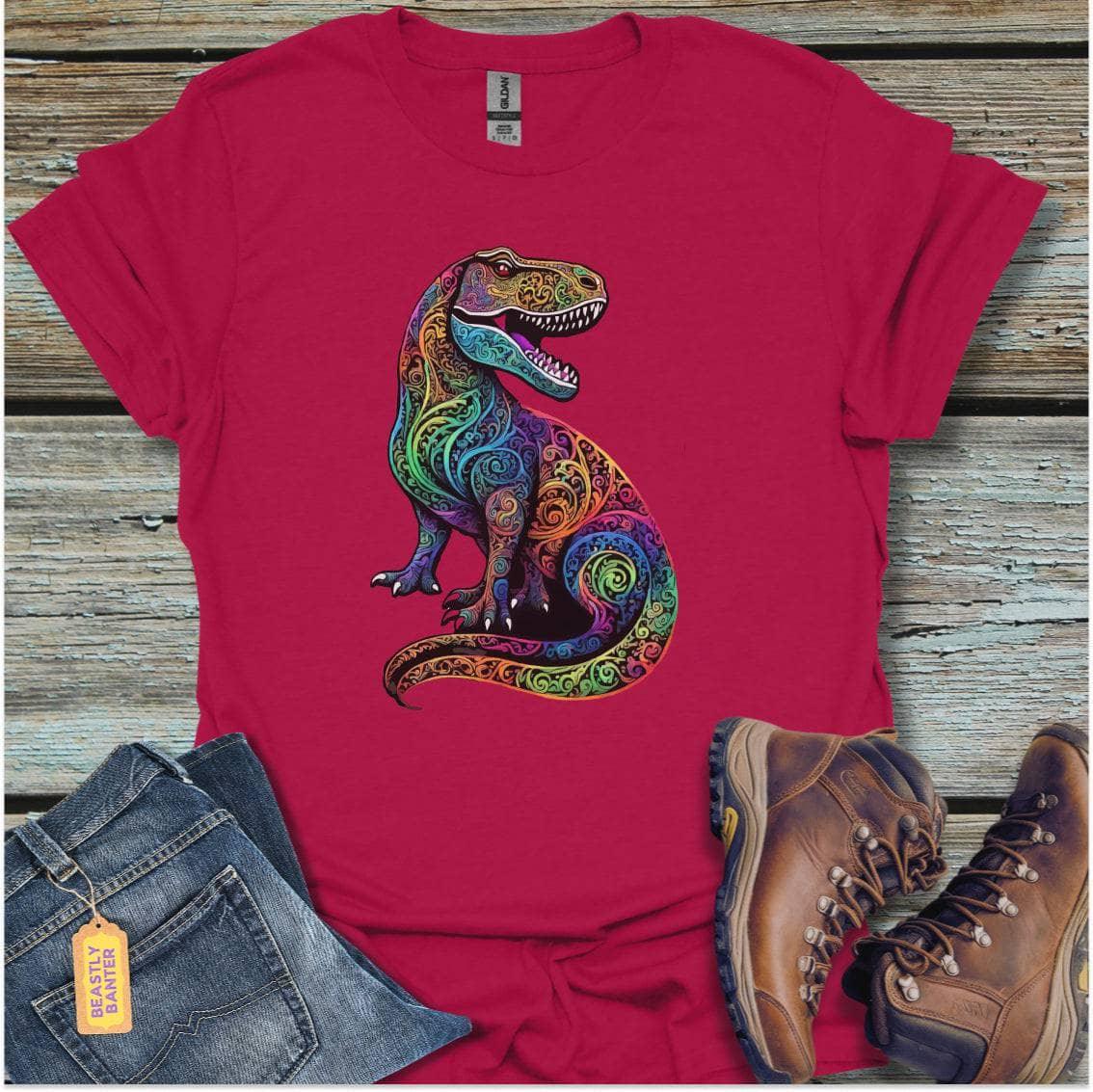 printify-t-shirt-antique-cherry-red-s-celtic-t-rex-celtic-t-rex-32307651444945 - Beastly Banter