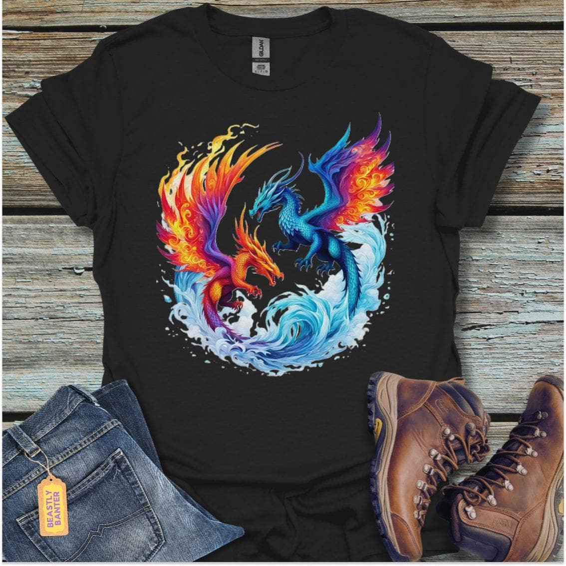 printify-t-shirt-black-s-fire-and-ice-dragons-fire-and-ice-dragons-32317510910161 - Beastly Banter