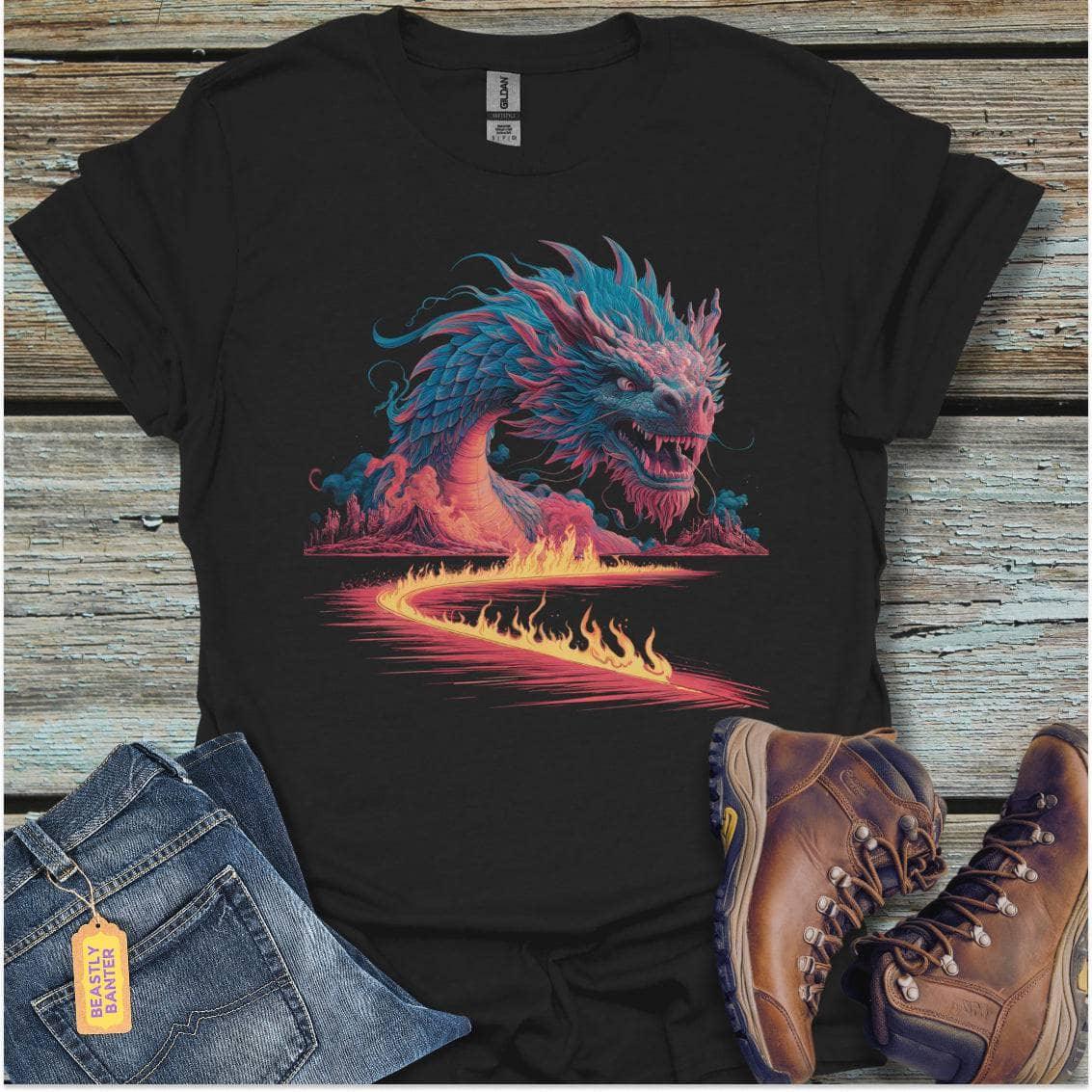 printify-t-shirt-black-s-flaming-dragon-flaming-dragon-32317831381201 - Beastly Banter