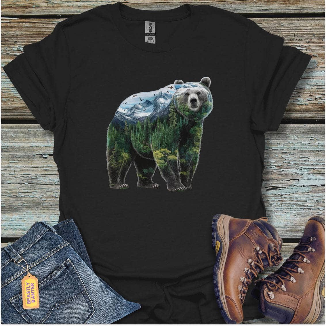 printify-t-shirt-black-s-forest-bear-forest-bear-32410279870673 - Beastly Banter