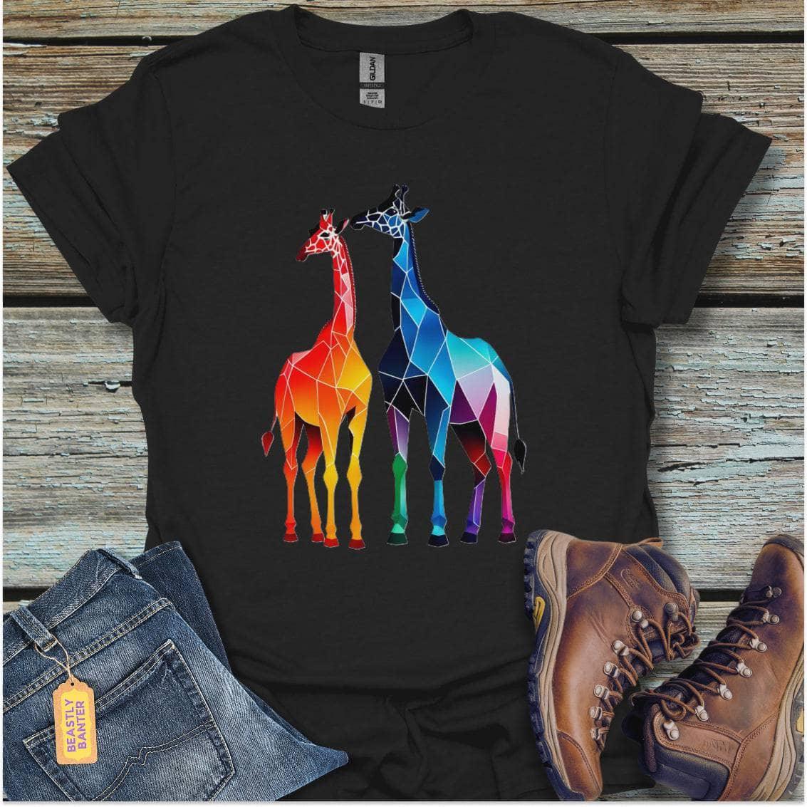 printify-t-shirt-black-s-geometric-giraffe-geometric-giraffe-32319929974993 - Beastly Banter